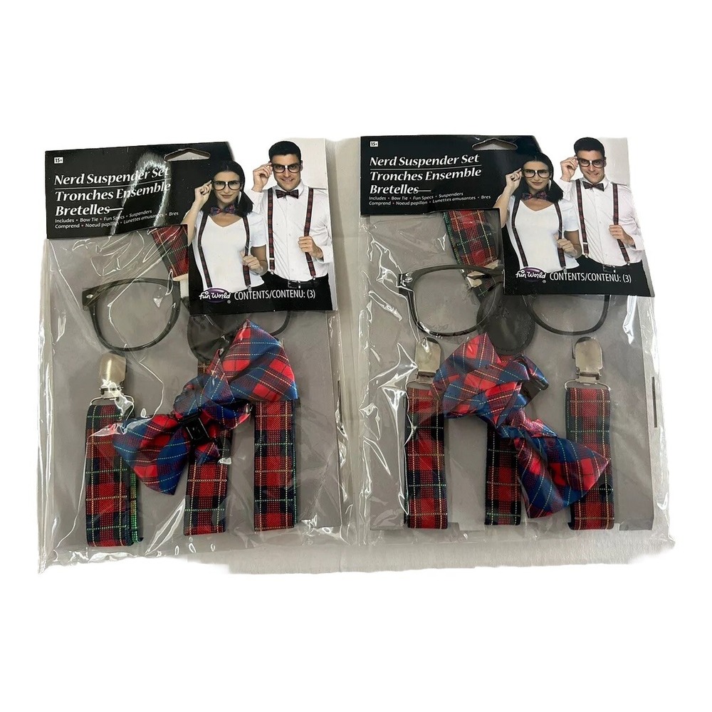 Nerd Costumes New Lot Of 2 Urkle Halloween Party Glasses Bow Tie Suspenders DDD